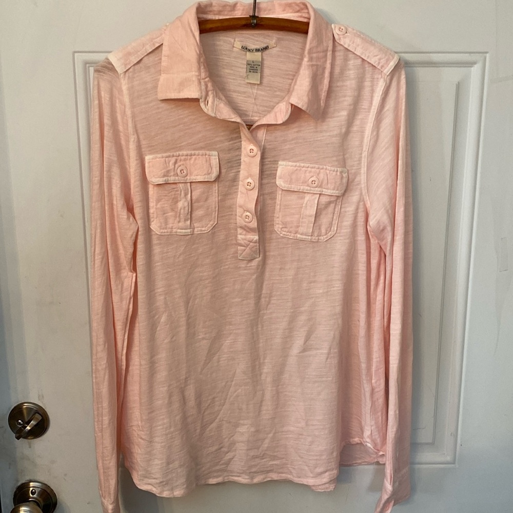 NWT Lucky Brand Petal Pink Super Soft Button Down Top